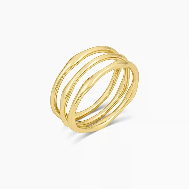 New Arrival 18k Gold Plated Stacked Ring Set For Women 925 Sterling Silver Eternity Simple Fashion Girls Rings Jewelry Ring