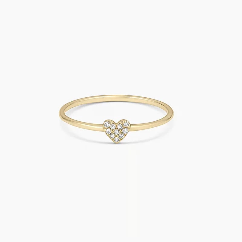 New Arrival 925 Sterling Silver 18k Gold Plated Diamond Pave Heart Ring For Women And Girls Ring
