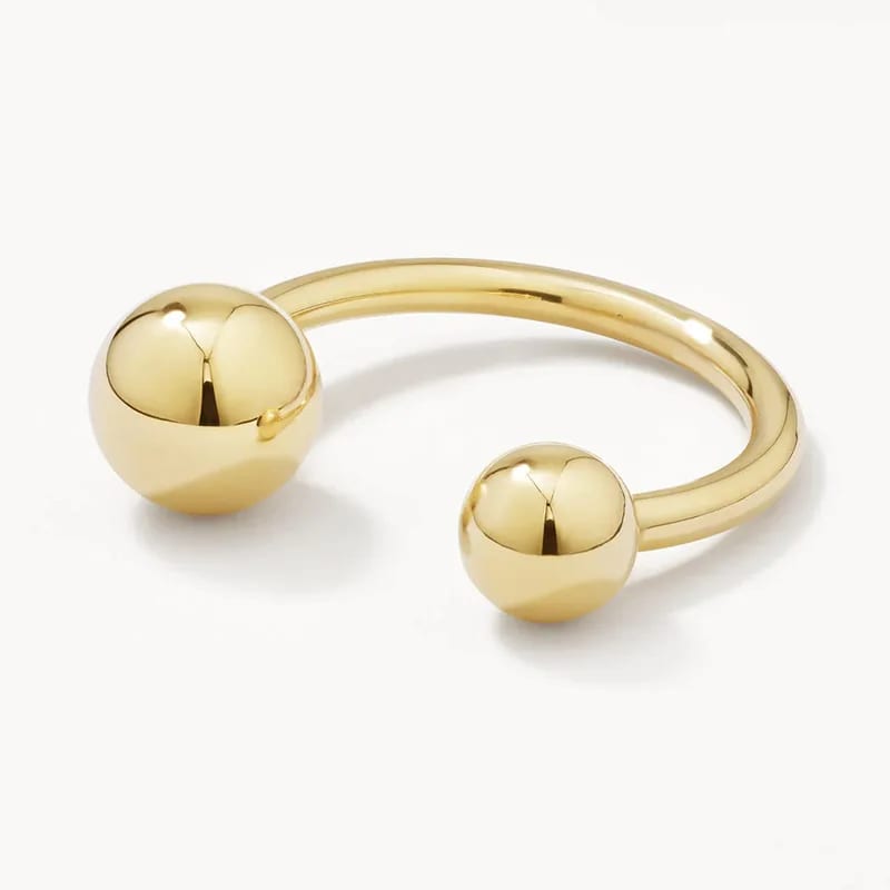 Latest Trendy 925 Sterling Silver 18k Gold Plated Adjustable Open Ball Bead Women Rings Ring