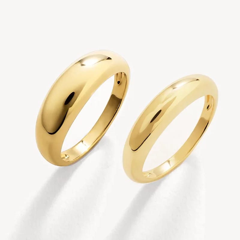 Fashion 18k Gold Plated Curve Dome Ring Set Dainty Stackable Rings For Girls And Women Jewelry Ring