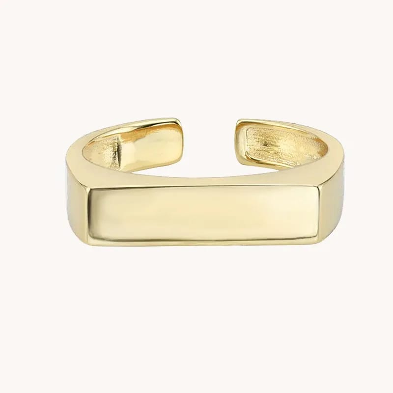 Minimalist Classic 925 Sterling Silver Jewelry 18k Gold Plated Bar Shape Geometric Open Rings For Ladies Ring