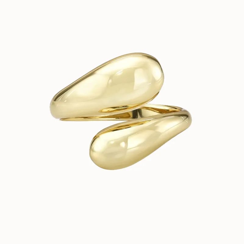 Fashion Jewelry Women’s Irregular Minimalist Double Teardrop Smooth Open Wrap Ring Bold Stylish Statement Ring Ring