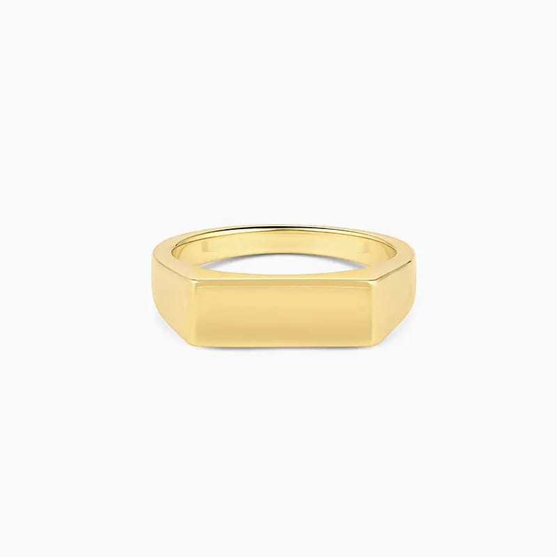 Personalized 18k Gold Plated Sterling Silver 925 Custom Engraveable Logo Statement Ring Blank Rectangular Signet Ring Ring