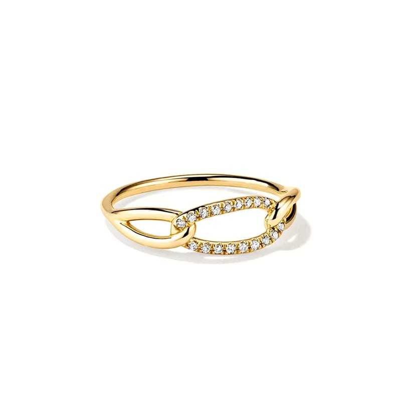 Simple Wholesale Women Fashion 925 Sterling Silver Jewelry 18k Gold Plated Pave Cubic Zirconia Curb Rings For Girls Ring