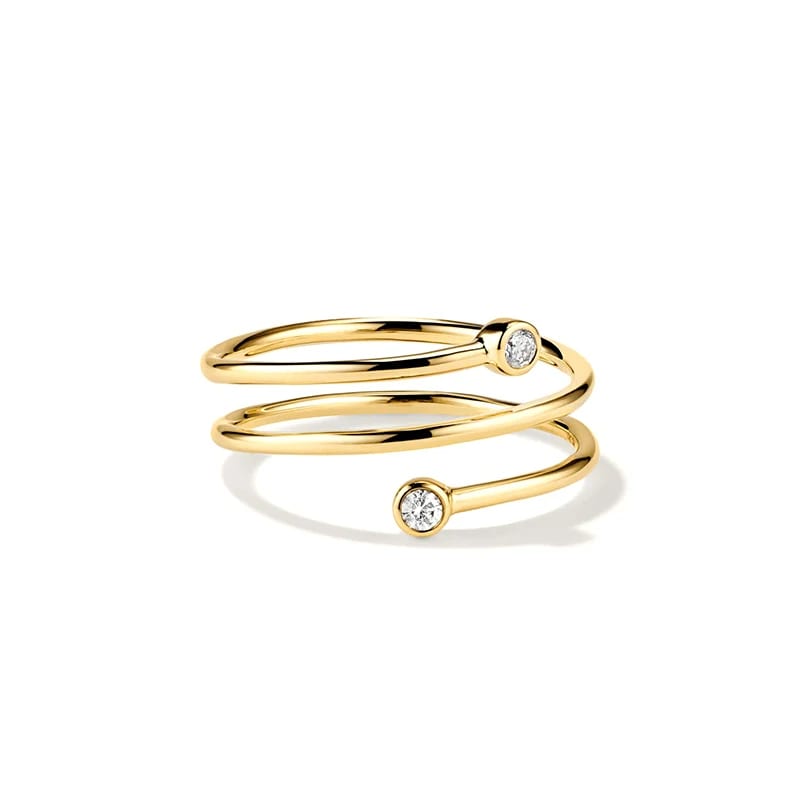 New Arrivals 925 Sterling Silver 14k Gold Plated Adjustable Eternity Cubic Zircon Diamond Coil Ring For Women Ring