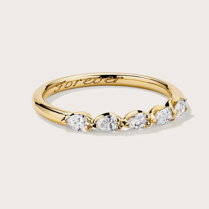 Fine Jewelry 925 Sterling Silver 14k Gold Plated Dainty Pear Multi Cubic Zirconia Stacking Rings For Women Ring
