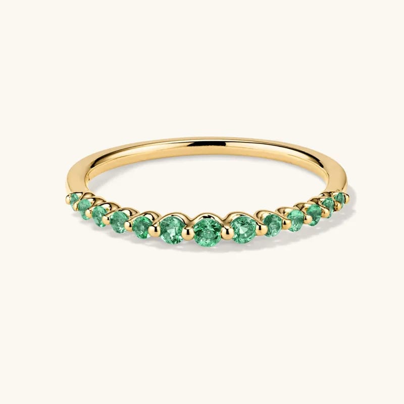 Fashion Dainty 925 Sterling Silver Fine Jewelry 14k Gold Plated Cz Emerald Tiny Thin Stackable Ring For Woman Girls Ring