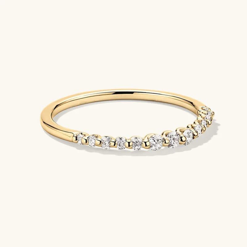 Fashion 925 Sterling Silver Dainty Simple Band Stackable 14k Gold Plated Cubic Zirconia Fine Jewelry Rings For Women Girls Ring