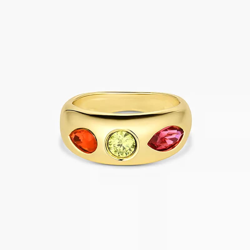Newest Arrival 18k Gold Plated 925 Sterling Silver Mix Multi Color Stones Stacking Fashion Cubic Zircon Ring Jewelry For Women Ring