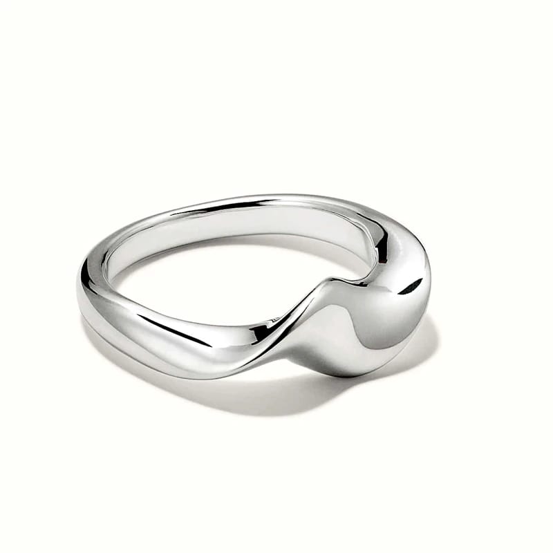 925 Sterling Silver Trendy Simple Minimalist Fashion Dainty Jewelry Curved Twist Wave Rings For Women Ring