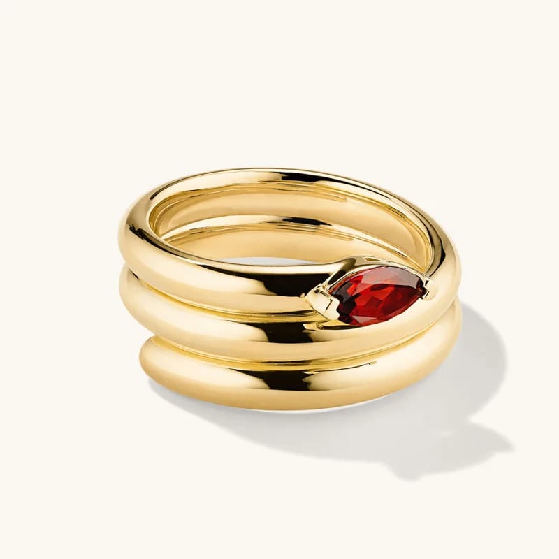New Trendy 925 Sterling Silver Jewelry 18k Gold Plated Zircon Coil Stacking Band Rings Ring