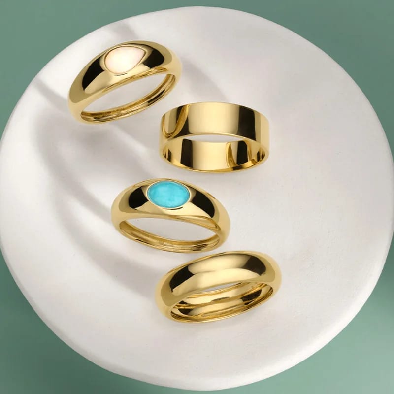 Fashion Rings Jewelry 925 Sterling Silver Turquoise Opal Natural Stone 18k Gold Stacking Statement Ring For Women Girls Ring