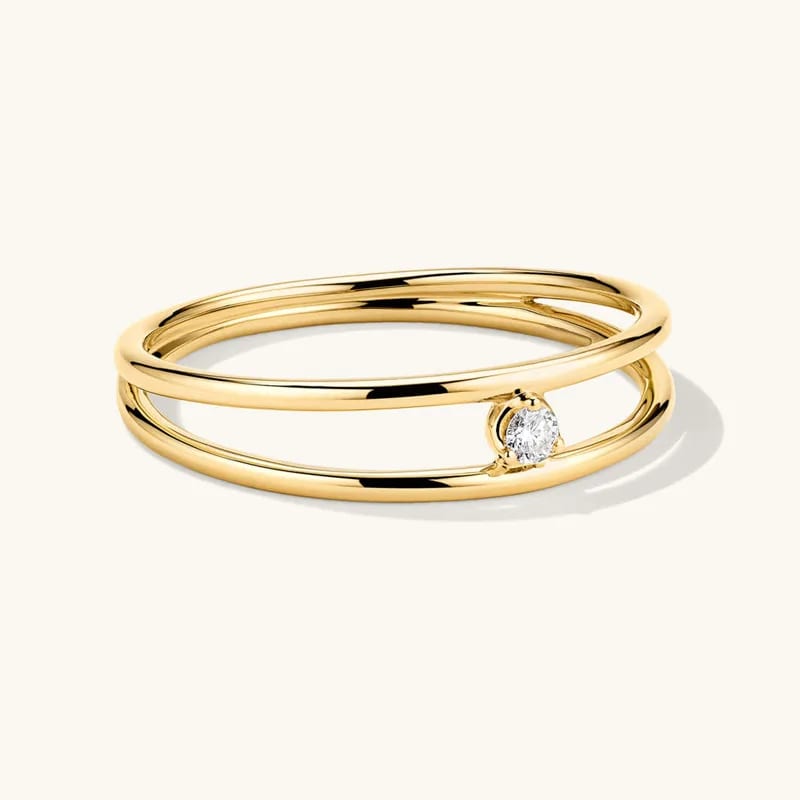 New Arrival Women Jewelry 925 Sterling Silver 18k Gold Plated Cubic Zirconia Double Stacker Ring Ring