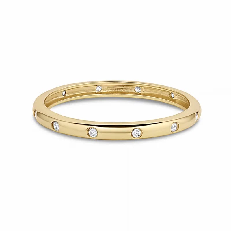 Luxury Fine Women Jewelry Eternal Band Gold Plated 18k 925 Sterling Silver Bezel Cubic Zirconia Ring Ring