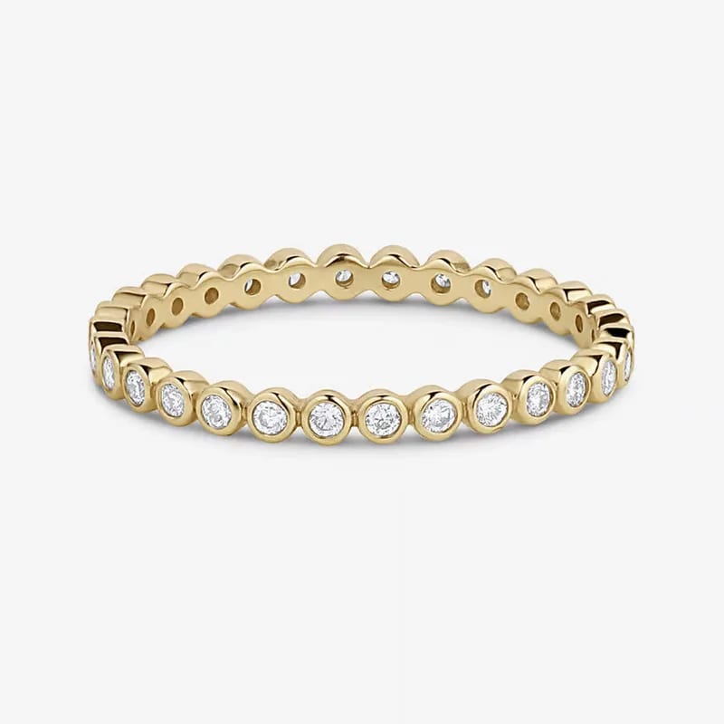 Exquisite Fashion Classic Jewelry 18k Gold Plated 925 Sterling Silver Cubic Zircon Bezel Eternity Ring Ring