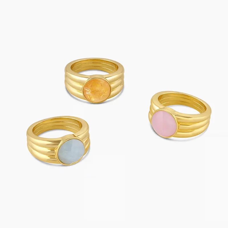 Trendy Fine Jewelry 18k Gold Plated 925 Sterling Silver Gemstone Statement Ring Ladies Stack Finger Rings Ring