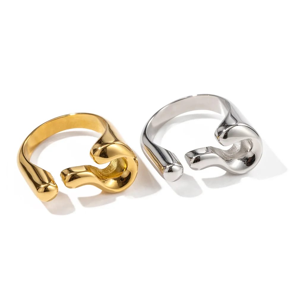 New Trend Pvd 18k Gold Plated Stainless Steel Fashion Jewelry Chunky Irregular Open Rings Ring