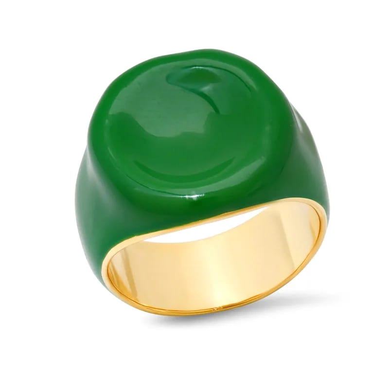 High Quality 18k Gold Pvd Plated Stainless Steel Rings Finger Ring Chunky Jewelry Statement Enamel Ring Ring