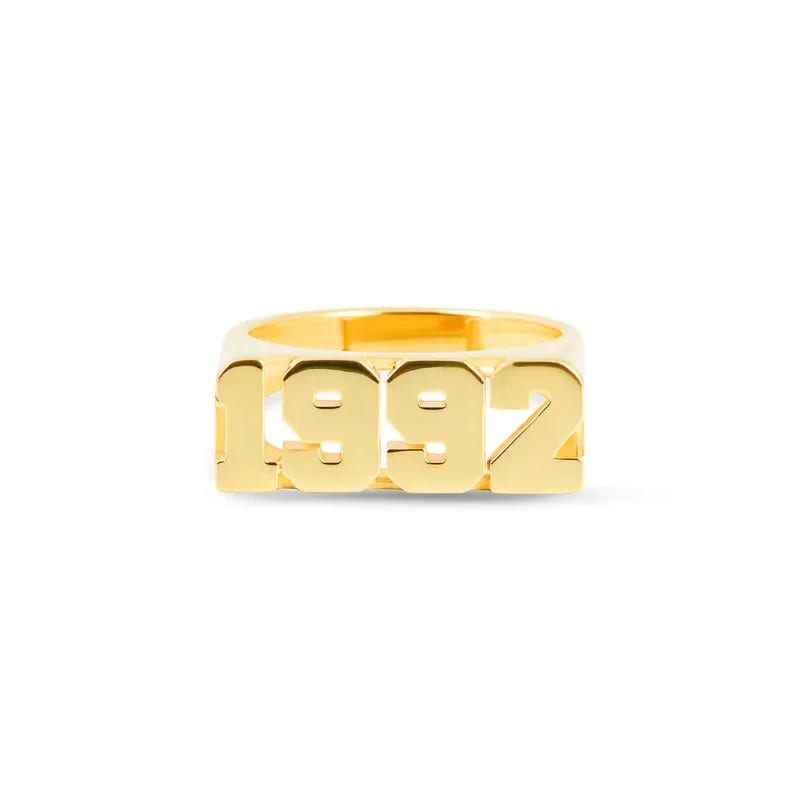Custom Personalized Stainless Steel Non Tarnish 18k Gold Plated Name Logo Label Year Rings For Women Jewelry Ring