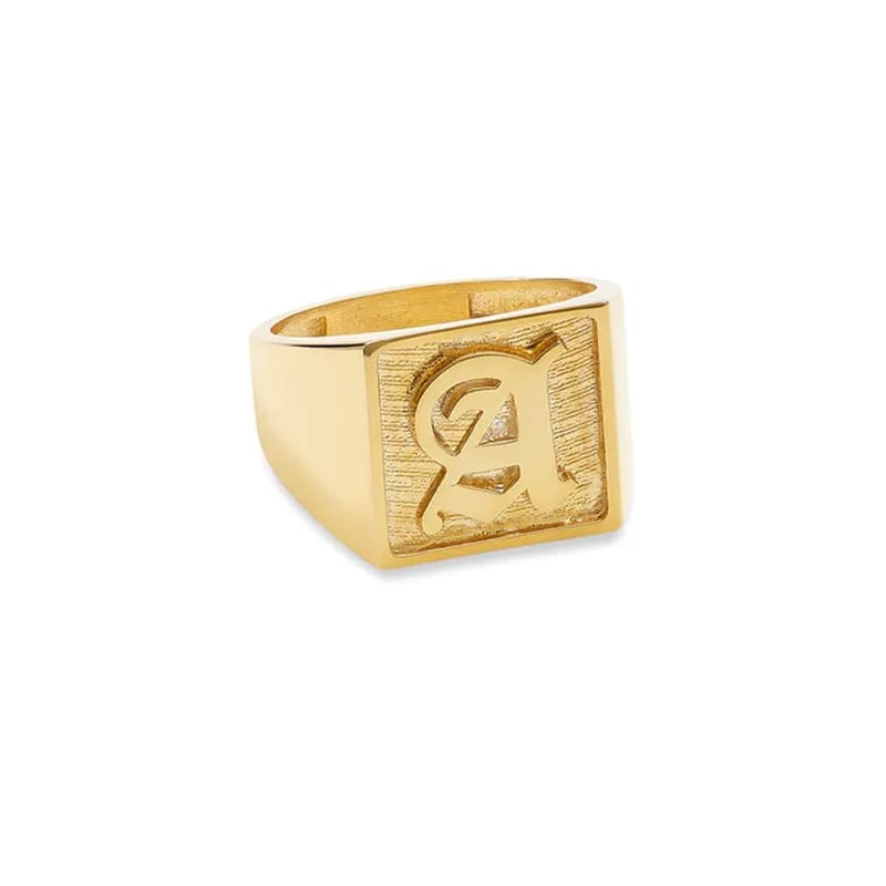 Custom Jewelry 18k Gold Plated Old English Letter Square Signet Rings For Women Ring