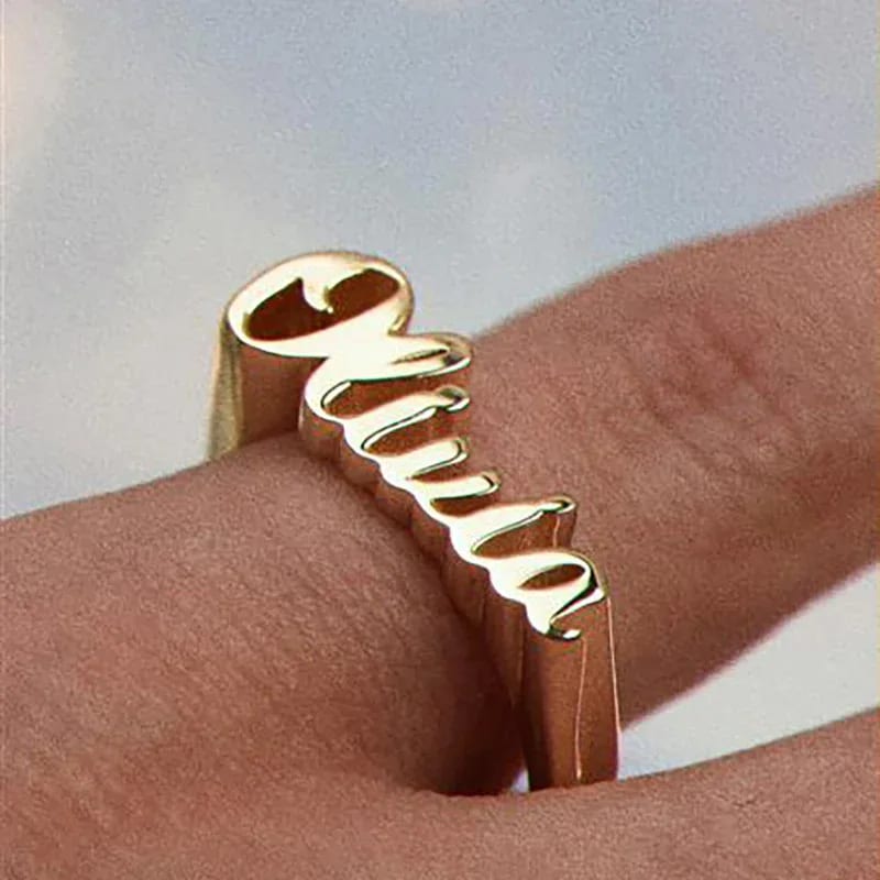 New Custom Name Rings 18k Gold Personalized Stainless Steel Hip Hop Ring Women Fashion Letter Ring Ring
