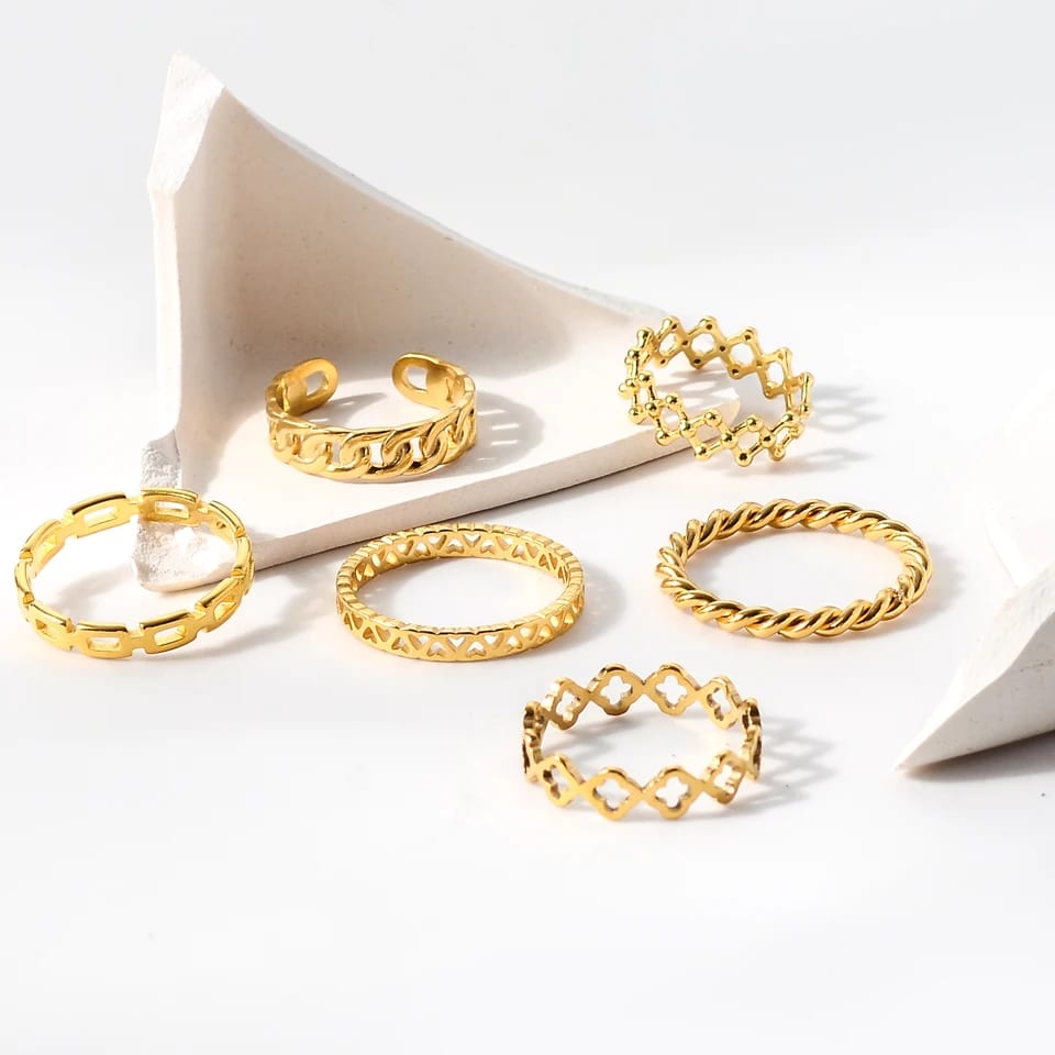 Minimalist Jewelry 18k Gold Plated Stackable Irregular Hollow Out Rings For Women Ring
