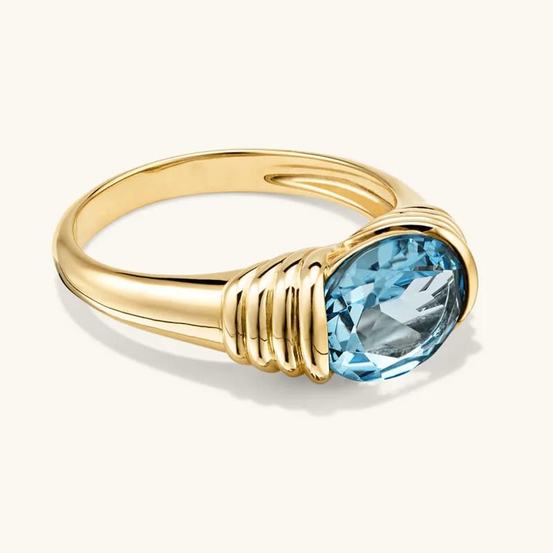 Fashion Dainty Custom 14k 18k Gold Plated Rings Oval Stone Cubic Zirconia Rings For Women Ring