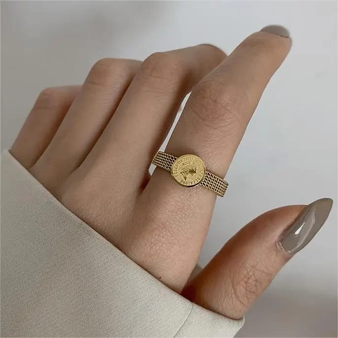 Wholesale Personalized Watch Band Design Stainless Steel Ring Gold Plated Women’s Ring Ring