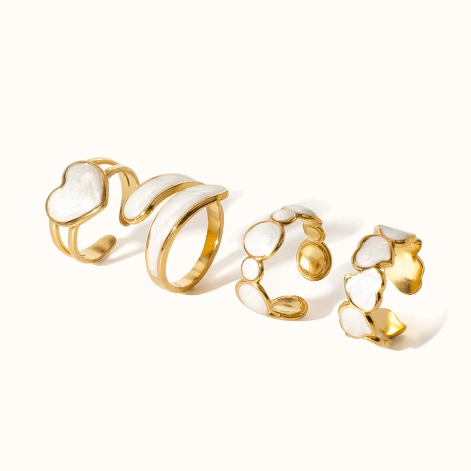 New Fashion Jewelry Pvd Gold Plated Stainless Steel Drop Oil Enamel Open Adjustable Finger Rings For Women Ring