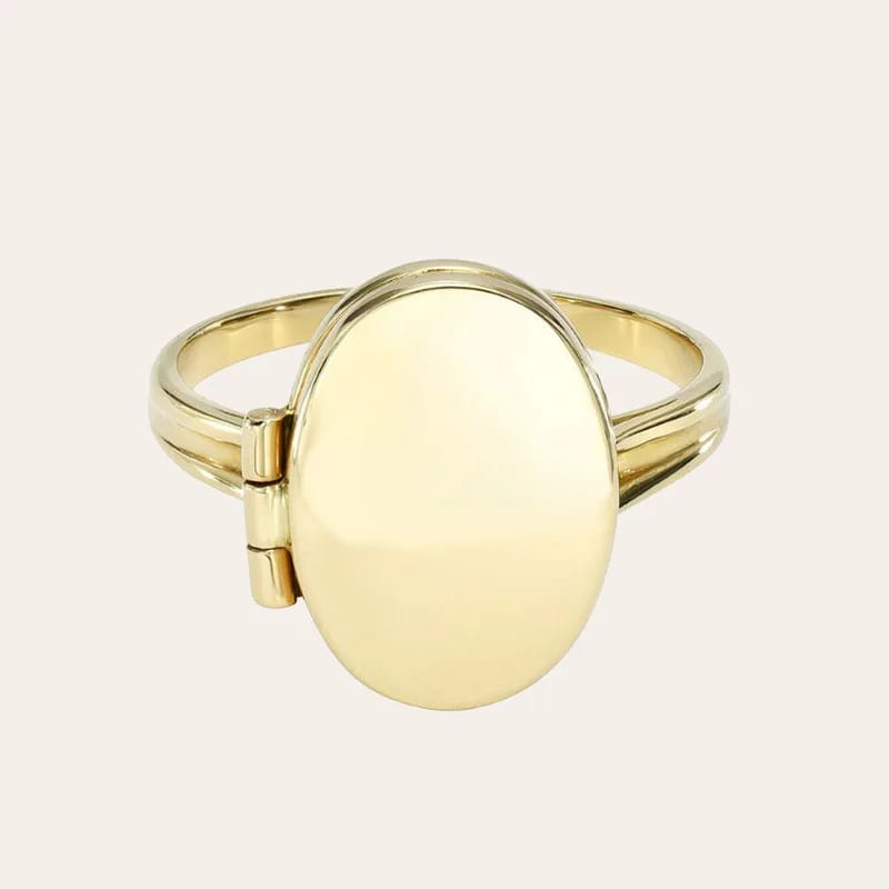 Wholesale Custom 14k 18k Gold Plated Oval Locket Ring For Women Ring