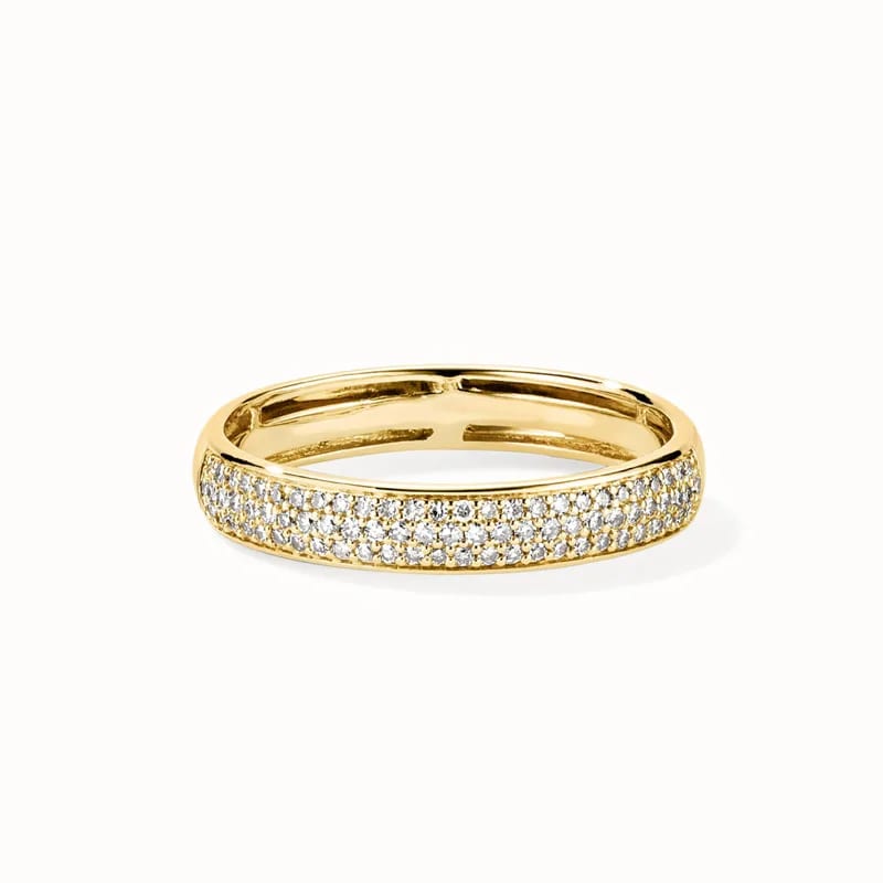 925 Sterling Silver Jewelry Women 18k Gold Plated Cz Pave Diamond Bold Half Eternity Ring Ring