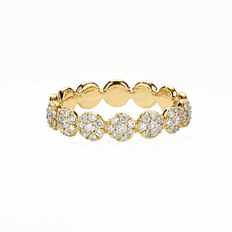 Fashion 925 Sterling Silver 18k Gold Plated Pave Diamond Round Half Eternity Band Ring Jewelry For Women Ring