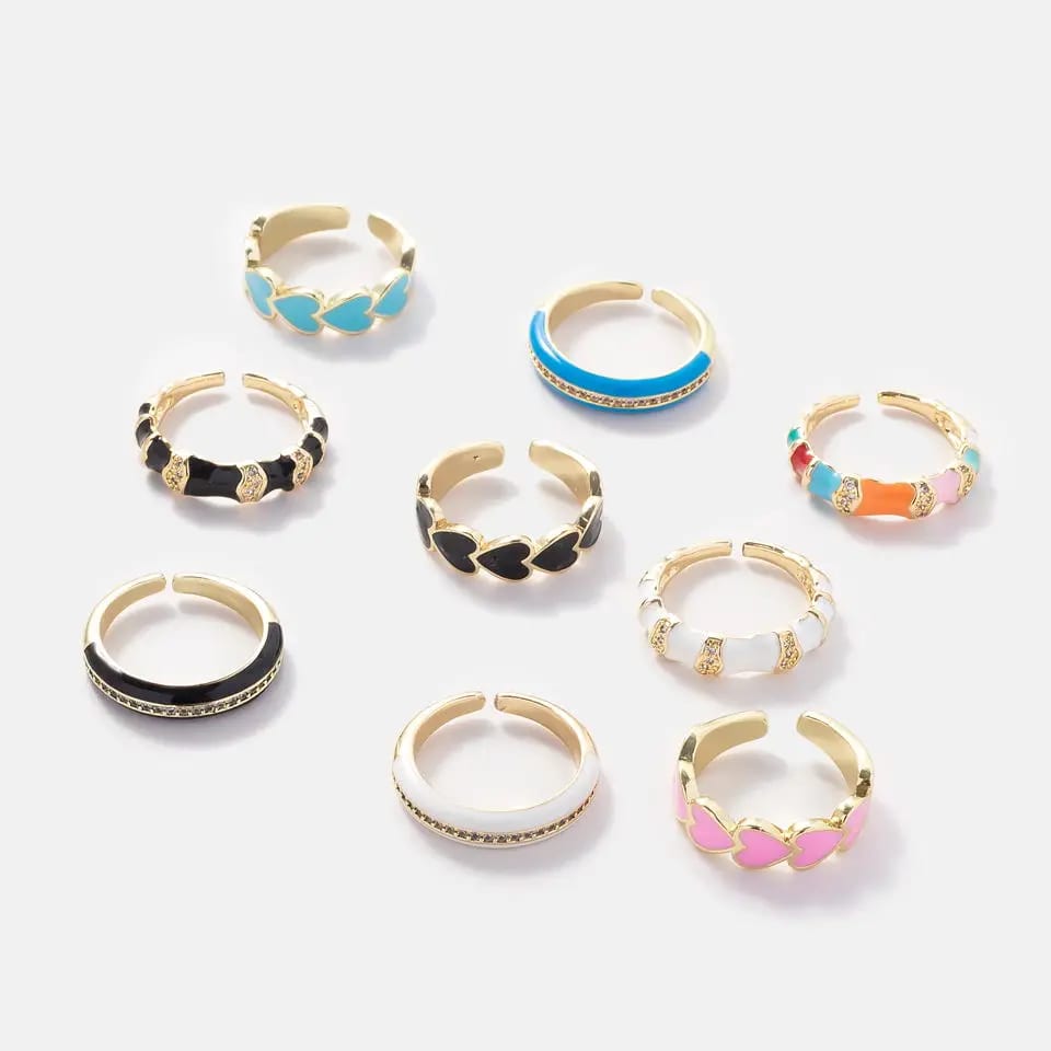 Classic Popular Stainless Steel Enamel Engagement Jewelry Rings Pvd Plated Black Enamel Open Ring Jewelry Gift For Men Women Ring