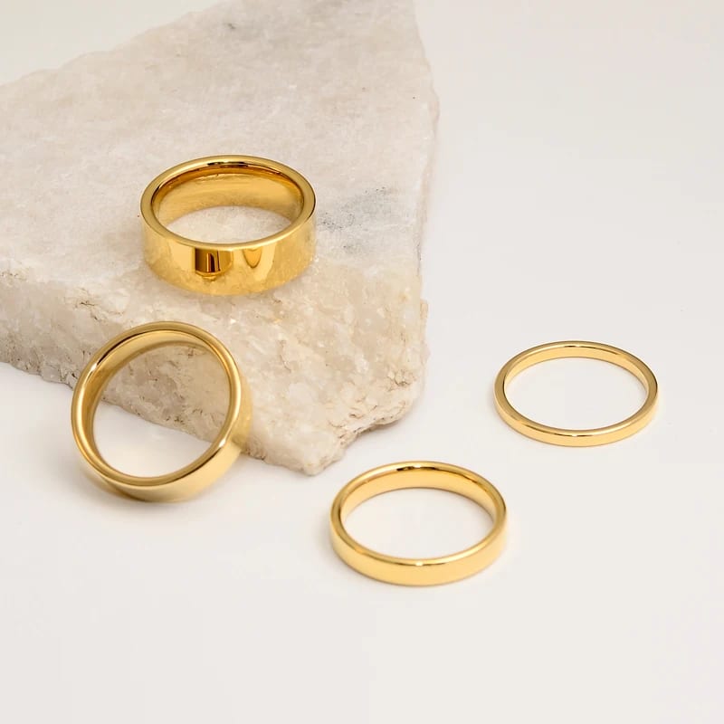 Anillo Para Mujer Wholesale Custom Stainless Steel Jewelry 18k Gold Plated Minimalist Classic Stainless Steel Blank Rings Women Ring