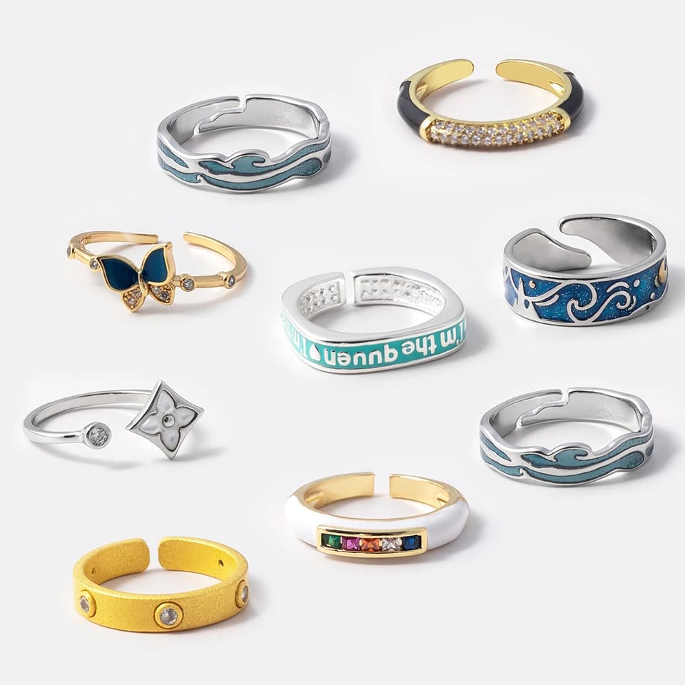 Wholesale Creative Brass Zircon Ring Colorful Enamel Open Women’s Ring Ring
