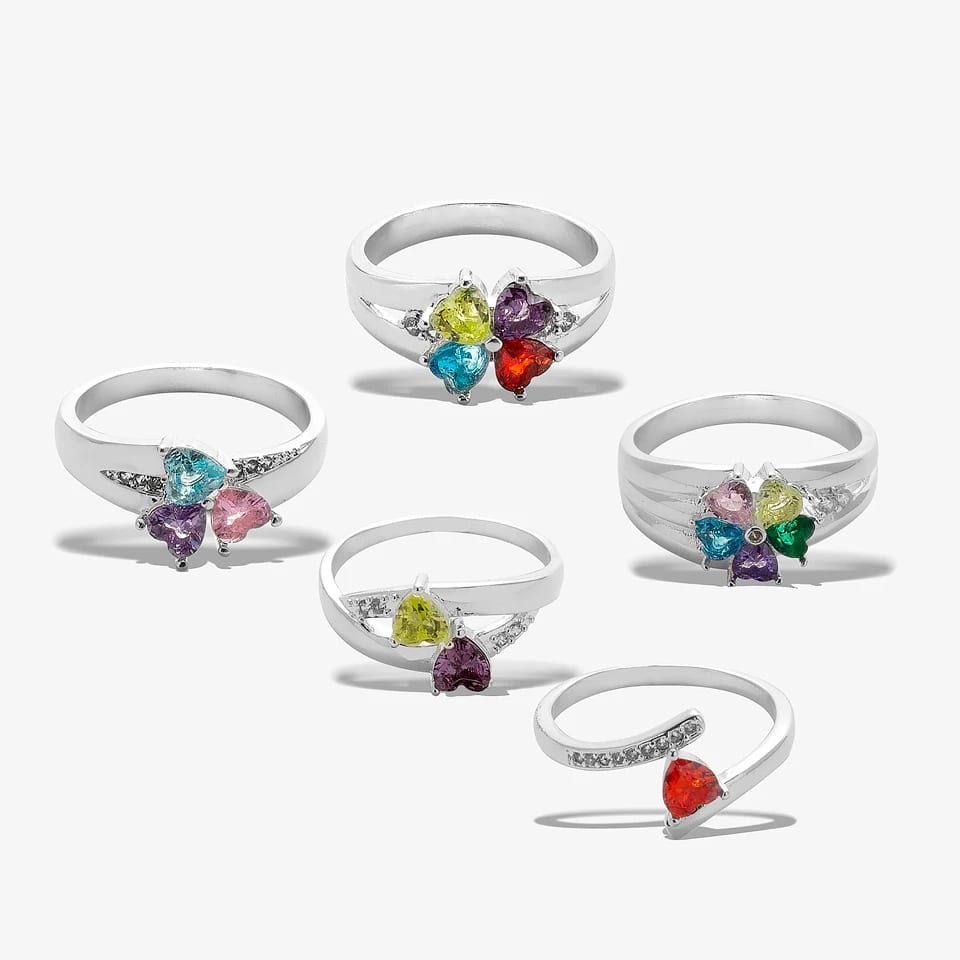 Personalized Birthstone Heart Rings Custom Engraved Name Ring Wedding Family Mothers Day Birthday Anniversary Jewelry Gifts Ring