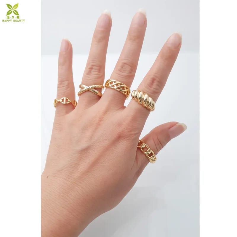 Trendy Fashion Brass Open Ring Jewelry Crystal Cubic Zirconia Gold Plated 18k Adjustable Open Finger Rings Ring