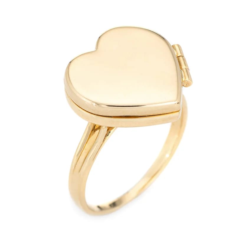 Custom Jewelry Picture Locket Ring 18k Gold Heart Locket Rings Jewelry For Women Ring