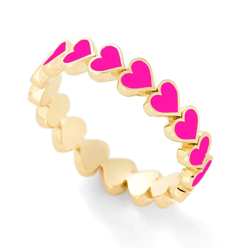 Custom Jewelry 925 Sterling Silver 18k Gold Plated Multicoolr Oil Drip Enamel Heart Stack Rings For Women Ring