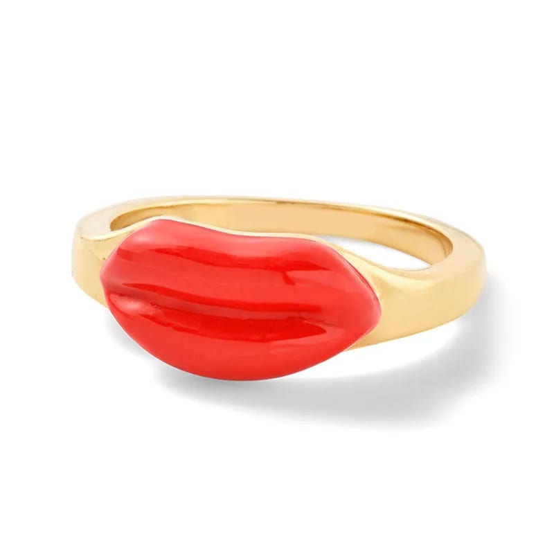 Trendy Dedicated 925 Sterling Silver 18k Gold Plated Enamel Color Lip Stack Ring Jewelry Women Ring