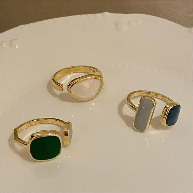 Temperament Enamel Gold Plated Ring Versatile Opening Adjustable Brass Women’s Ring Ring
