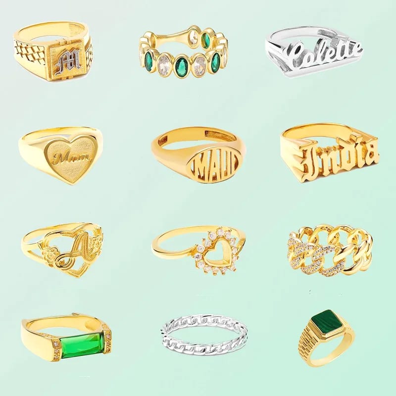 Custom Fashion Fine Jewelry Rings Cubic Zirconia 18k Gold Plated Dainty Statement Stackable Eternity Rings Jewelry For Women Ring
