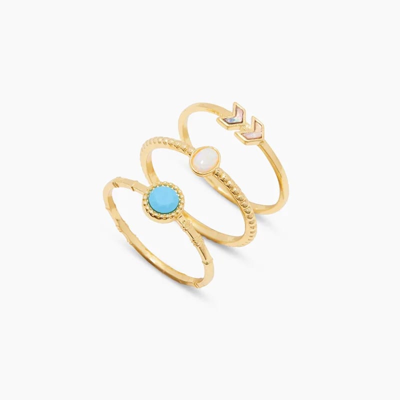 Fashion Simple Mixed Stacking Rings Jewelry Women 14k Gold Plated Sterling Silver Stackable Ring Set Ring