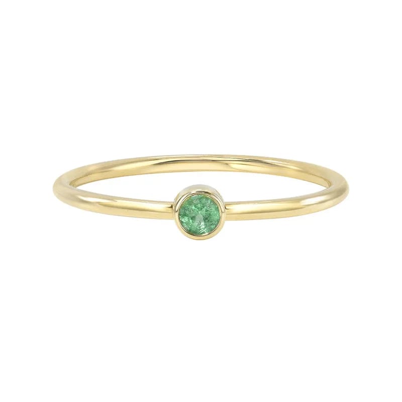 Custom 925 Sterling Silver 18k Gold Plated Dainty Zircon Bezel Birthstone Ring Women’s Jewelry Ring