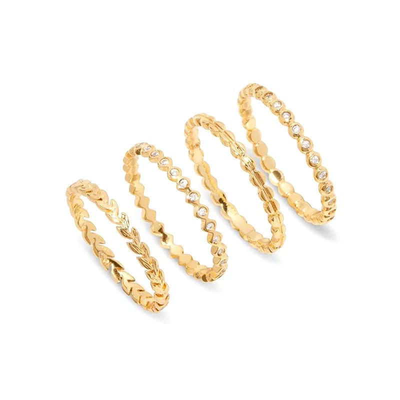 Fashion Minimalist Female Stackable Ring Jewelry Gold Plated 925 Sterling Silver Stacking Women Rings Set Ring