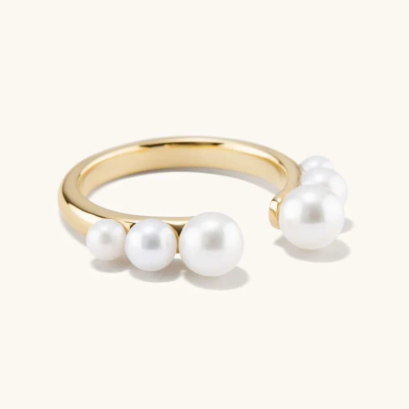 Fashion Simple Gold Plated Adjustable Mini Freshwater Pearl Rings Jewelry Women 925 Sterling Silver Multi Pearl Open Ring Ring