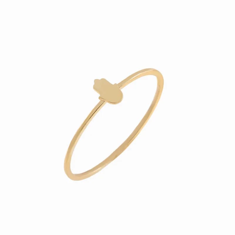 Dainty Simple 14k Gold Mini Hamsa Ring For Womens Jewelry Ring