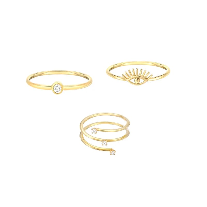 Fashion Simple Design Minimalist Jewelry Three Pieces Ring Sets Ring