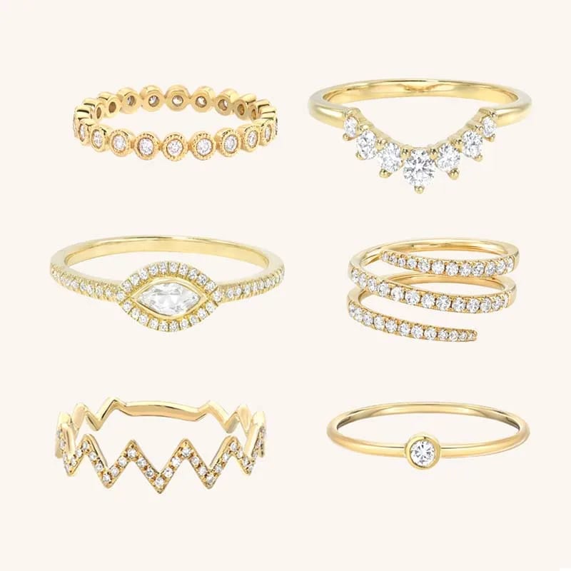 Fashion Delicate 925 Sterling Silver Jewelry 18k Gold Plated Fashion Eternity Band Rings For Women Girls Ring