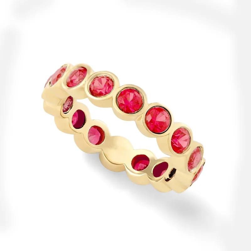 Trendy Dainty Bezel Cubic Zirconia Eternity Stacked Engagement Band Rings For Women Ring